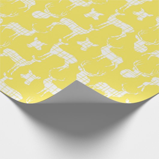 Papier Cadeau Cerf rustique blanc sur papier d'enveloppement jau (Coin)