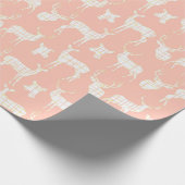 Papier Cadeau Cerf rustique blanc sur papier d'enveloppement ros (Coin)