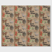 Papier Cadeau Cerf rustique vintage (Plat)