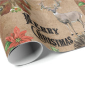 Papier Cadeau Cerf rustique vintage (Coin rond)