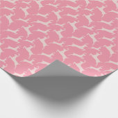 Papier Cadeau Cerf sauteur rose de Noël (Coin)