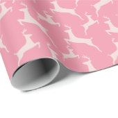 Papier Cadeau Cerf sauteur rose de Noël (Coin rond)