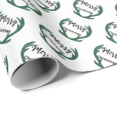 Papier Cadeau Cerf vert de Noël (Coin rond)