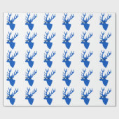 Papier Cadeau Cerfs communs bleus de Noël avec les verres nerd (Plat)