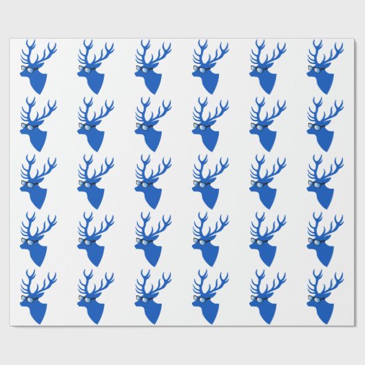 Papier Cadeau Cerfs communs bleus de Noël avec les verres nerd (Plat)
