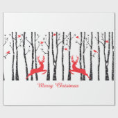 Papier Cadeau Cerfs communs de Noël dans la forêt d'arbre de (Plat)