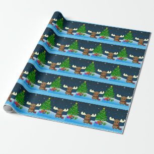 Papier Cadeau Cerfs communs mignons