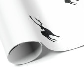 Papier Cadeau Cerfs communs noirs et blancs (Coin rond)