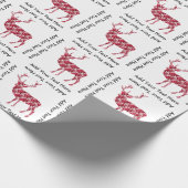 Papier Cadeau Cerfs communs rouges de Noël de damassé (Coin)