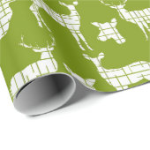 Papier Cadeau Cerfs communs rustiques blancs sur le papier (Coin rond)