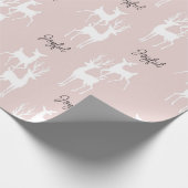 Papier Cadeau Cerfs de Noël personnalisés roses enveloppant du p (Coin)