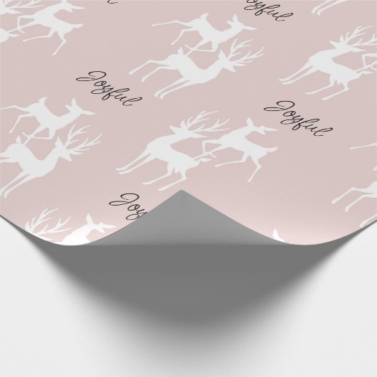 Papier Cadeau Cerfs de Noël personnalisés roses enveloppant du p (Coin)