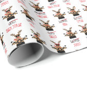 Papier Cadeau Cerfs de Noël sur moto (Coin rond)