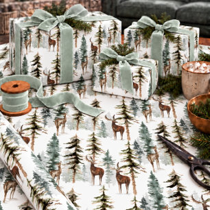 Papier Cadeau Cerfs et biches des rennes de la forêt de pins de