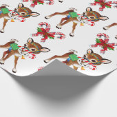 Papier Cadeau Cerfs et Sucres de canne de Noël rétro (Coin)