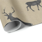 Papier Cadeau Cerfs noirs sur arrière - plan de pierre (Coin rond)