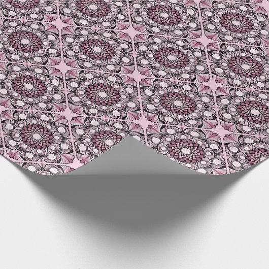 Papier Cadeau Cerise Blossom Dusky Rose Dot Mandala Diamond Carr (Coin)
