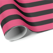Papier Cadeau Cerise en rayures rose et noire (Coin rond)