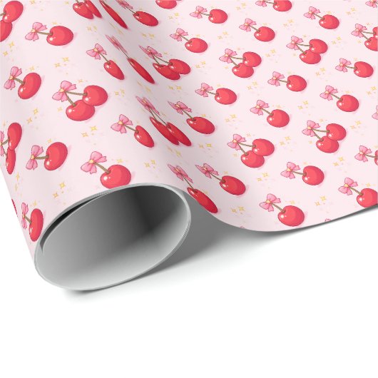 Papier Cadeau Cerises (Coin rond)