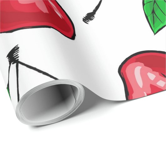 Papier Cadeau Cerises (Coin rond)