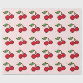 Papier cadeau Cerises de Noël roses (Plat)