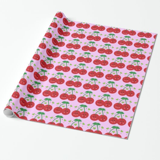 Papier Cadeau Cerises mignonnes (Déroulé)