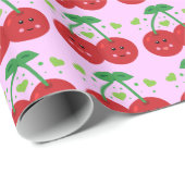 Papier Cadeau Cerises mignonnes (Coin rond)