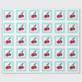 Papier Cadeau Cerises Retro Aqua Dots (Plat)