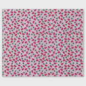 Papier Cadeau Cerises rétro en rose En vichy (Plat)