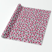 Papier Cadeau Cerises rétro en rose En vichy (Déroulé)