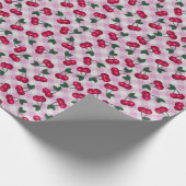 Papier Cadeau Cerises rétro en rose En vichy (Coin)