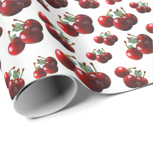 Papier Cadeau Cerises rétro fraîchement cueillies 