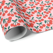 Papier Cadeau Cerises rose (Coin rond)