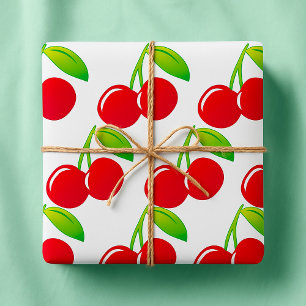 Papier Cadeau Cerises rouges brillantes