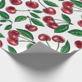 Papier Cadeau Cerises rouges sur blanc (Coin)