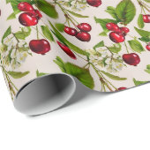 Papier Cadeau Cerises Vintage (Coin rond)