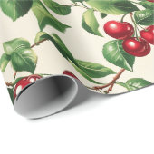 Papier Cadeau Cerises vintages (Coin rond)