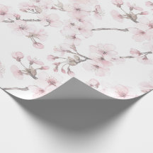 Papier cadeau Cerisier à fleurs roses