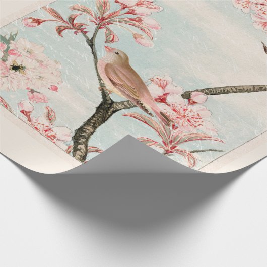 Papier Cadeau Cerisier En Fleur D'Oiseau Bee Moth Découpage Ti (Coin)