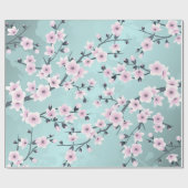 Papier Cadeau Cerisier Fleur Dusty Rose Aquamarine (Plat)