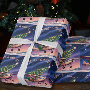 Papier Cadeau Cessna Avion transporte l'arbre de Noël Photo Drôl