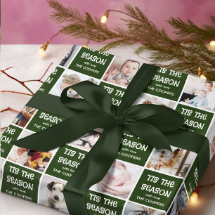 Papier Cadeau C'est la saison grille de photos de Noël amusantes