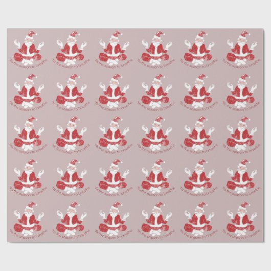 Papier Cadeau C'Est La Saison Pour Respirer Le Yoga Père Noël (Plat)