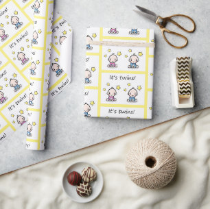 Papier Cadeau C'est l'emballage pour jumeaux, décoration pour ba