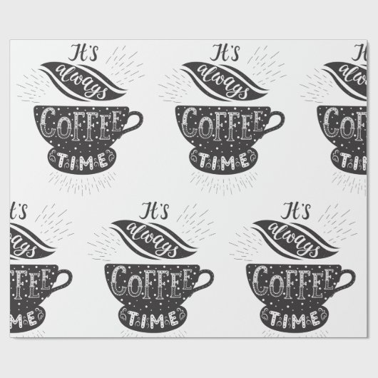 Papier Cadeau C'est Toujours l'Heure du Café (Plat)