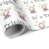 Papier Cadeau C'est Triplets ! Unisex, Enveloppe Cadeau pour béb (Coin rond)