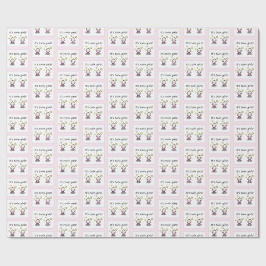 Papier Cadeau C'est Twin Girls Gift Wrap, Baby shower Gift Wrap (Plat)