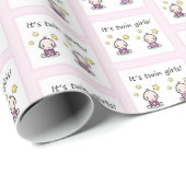 Papier Cadeau C'est Twin Girls Gift Wrap, Baby shower Gift Wrap (Coin rond)