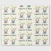 Papier Cadeau C'est Twins!, Pink & Blue Personnalisable Twin Bab (Plat)