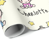 Papier Cadeau C'est Twins!, Pink & Blue Personnalisable Twin Bab (Coin rond)